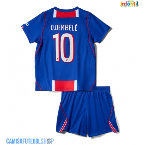 Camisa de time de futebol Paris Saint-Germain Ousmane Dembele #10 Replicas 1º Equipamento Infantil 2026-27 Manga Curta (+ Calças curtas)